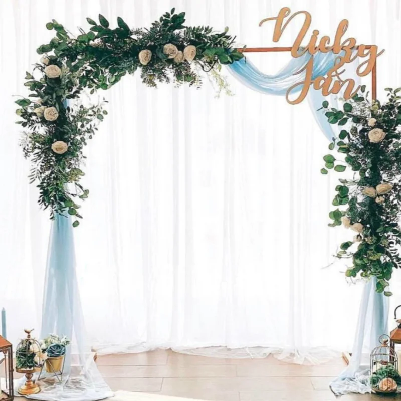 

Square Wedding Arch Background Wrought Iron Shelf Decorative Props DIY Round Party Background Shelf Flower with Frame