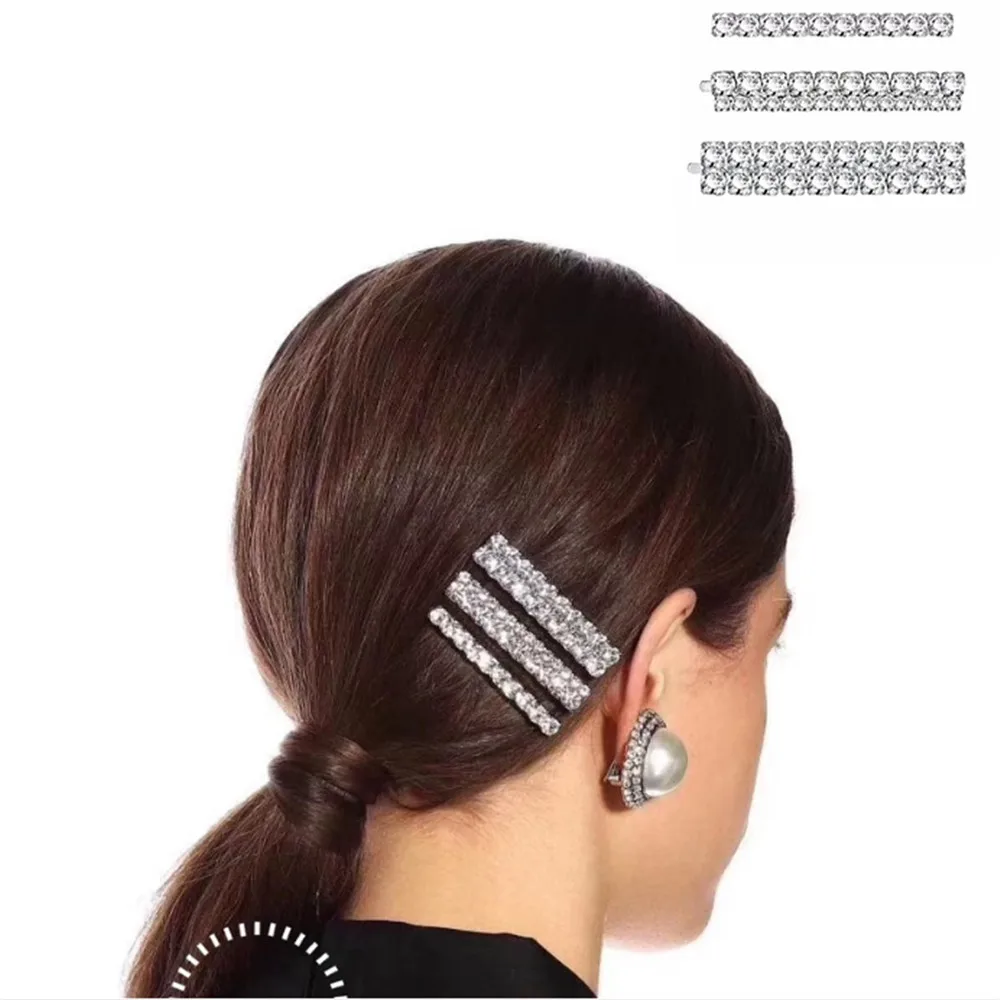 3 шт./компл. одна линия с украшением в виде кристаллов Стразы простой зажим для