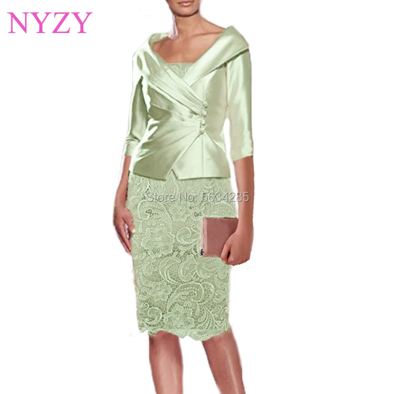 

2 Piece Mint Green Mother of the Bride Groom Jacket Dresses 2020 NYZY M1B Wedding Party Guest Wear Church Suits Robe Cocktail