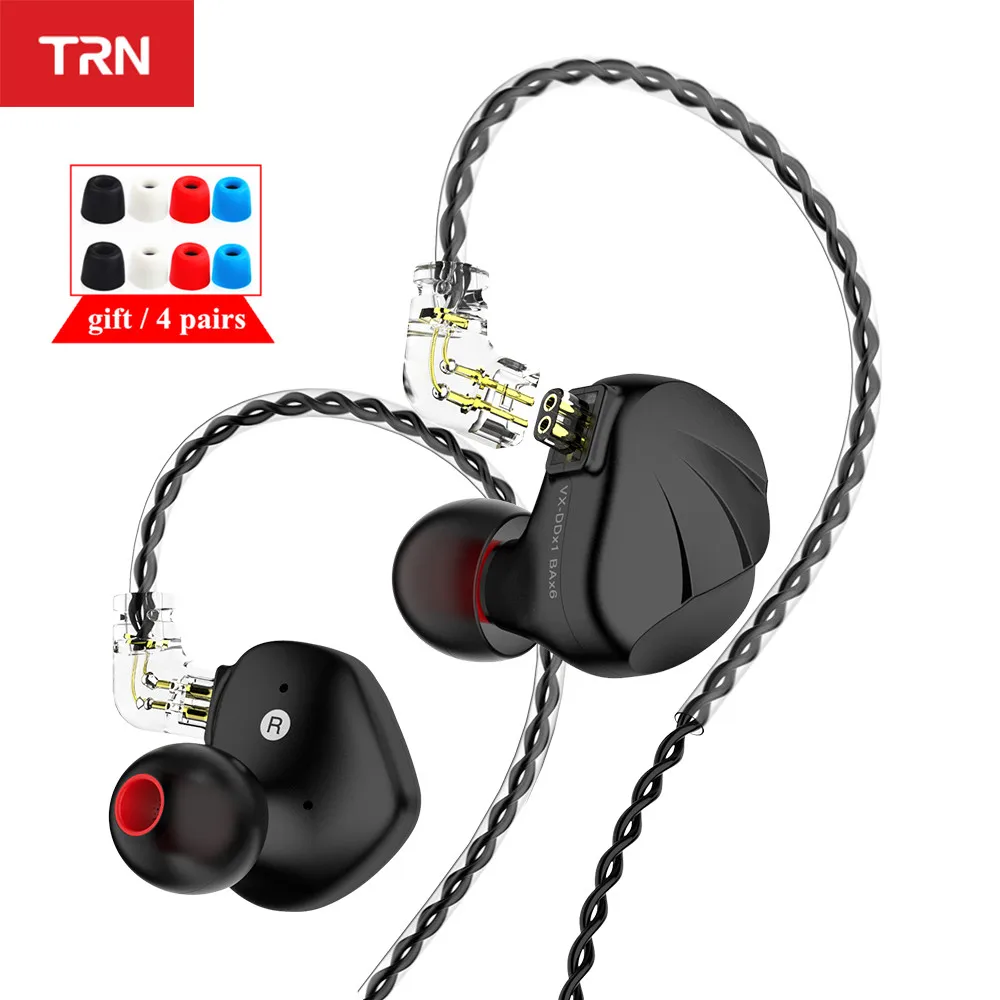 TRN VX 6BA + 1DD Гибридный Металлический в ухо монитор Наушники Hi-Fi спортивные наушники