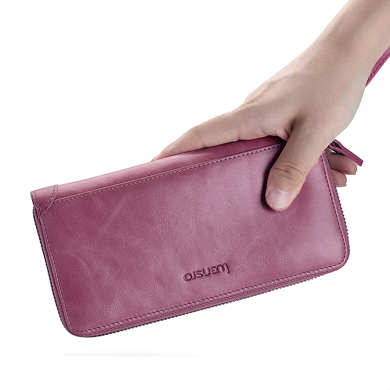 Модный женский длинный кошелек из натуральной кожи Женский на молнии зажим для