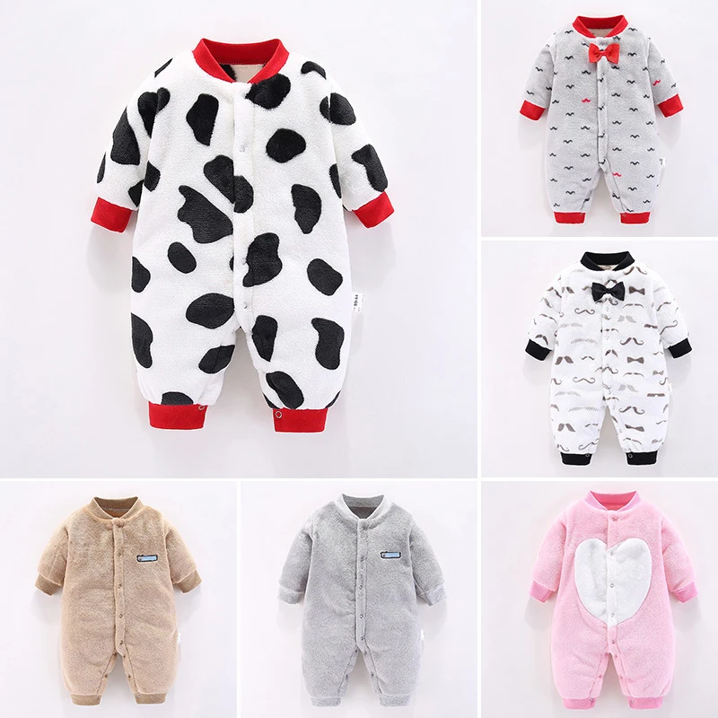 Зимняя одежда фланелевый Детский комбинезон унисекс мягкая для новорожденных