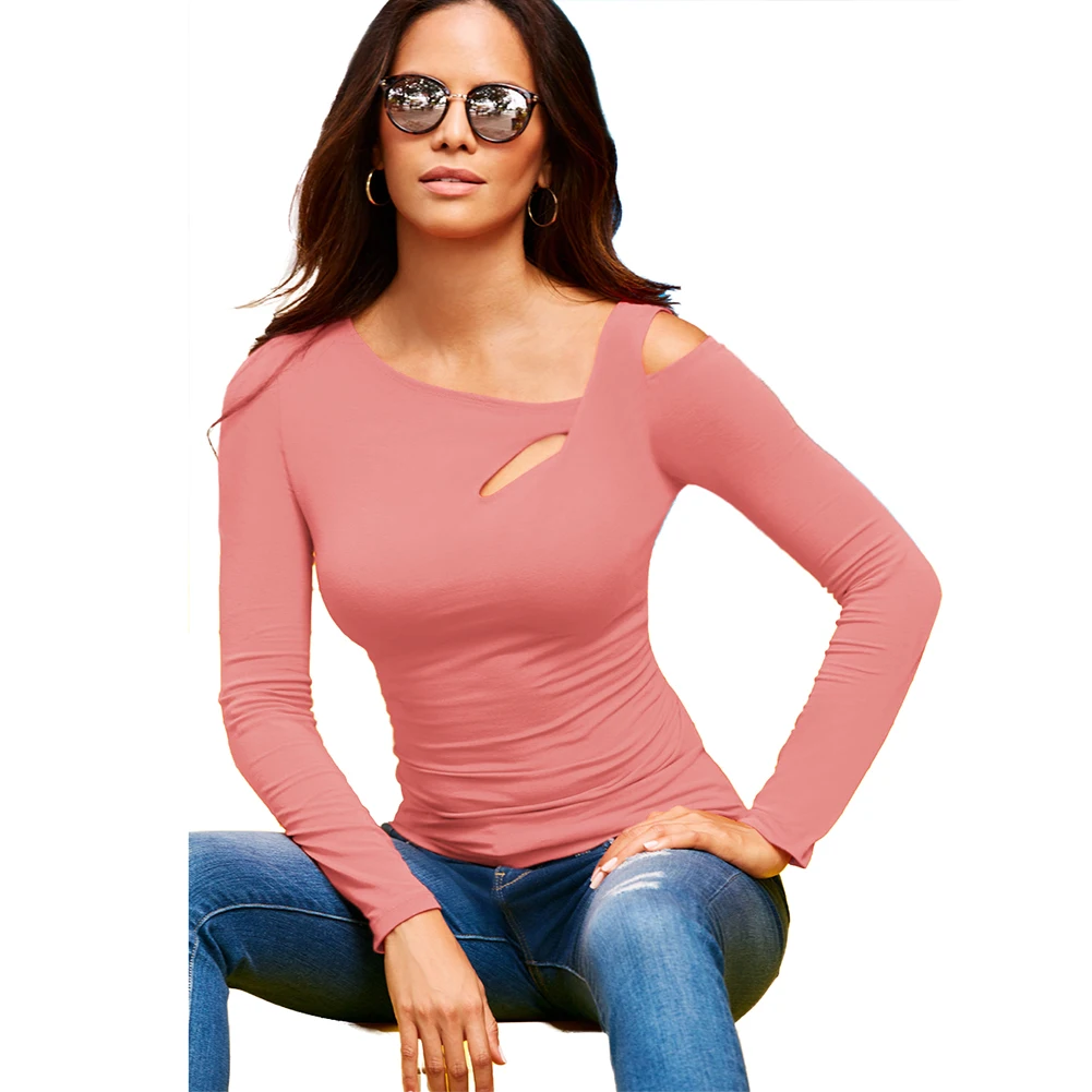 Женская летняя футболка однотонная эластичная открытая с открытыми плечами