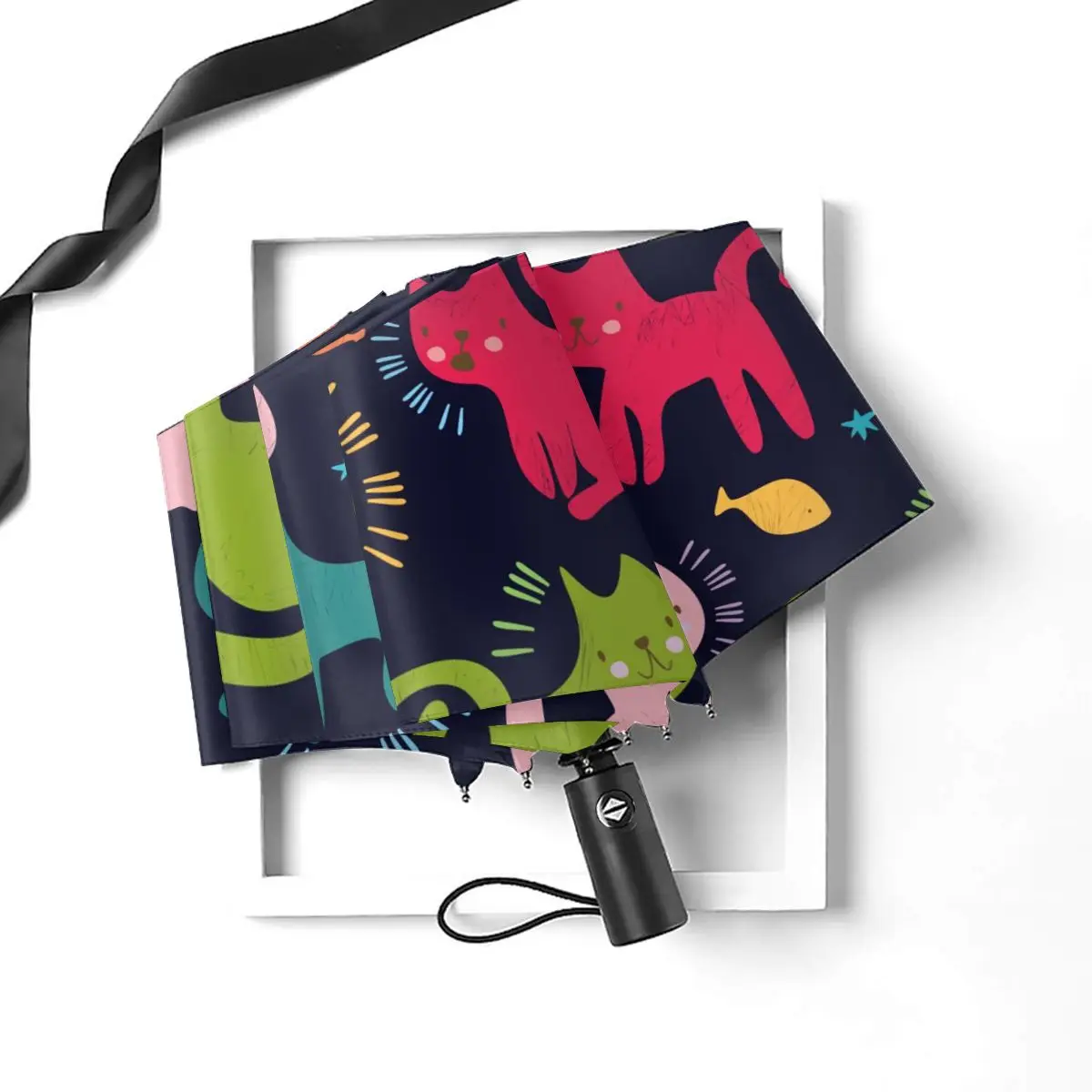 Comprare Ombrello Automatico Pieghevole Resistente Al Vento Donna Auto Simpatici Gatti Colorati Ombrelli Antivento Pioggia Per Uomo Ombrellone