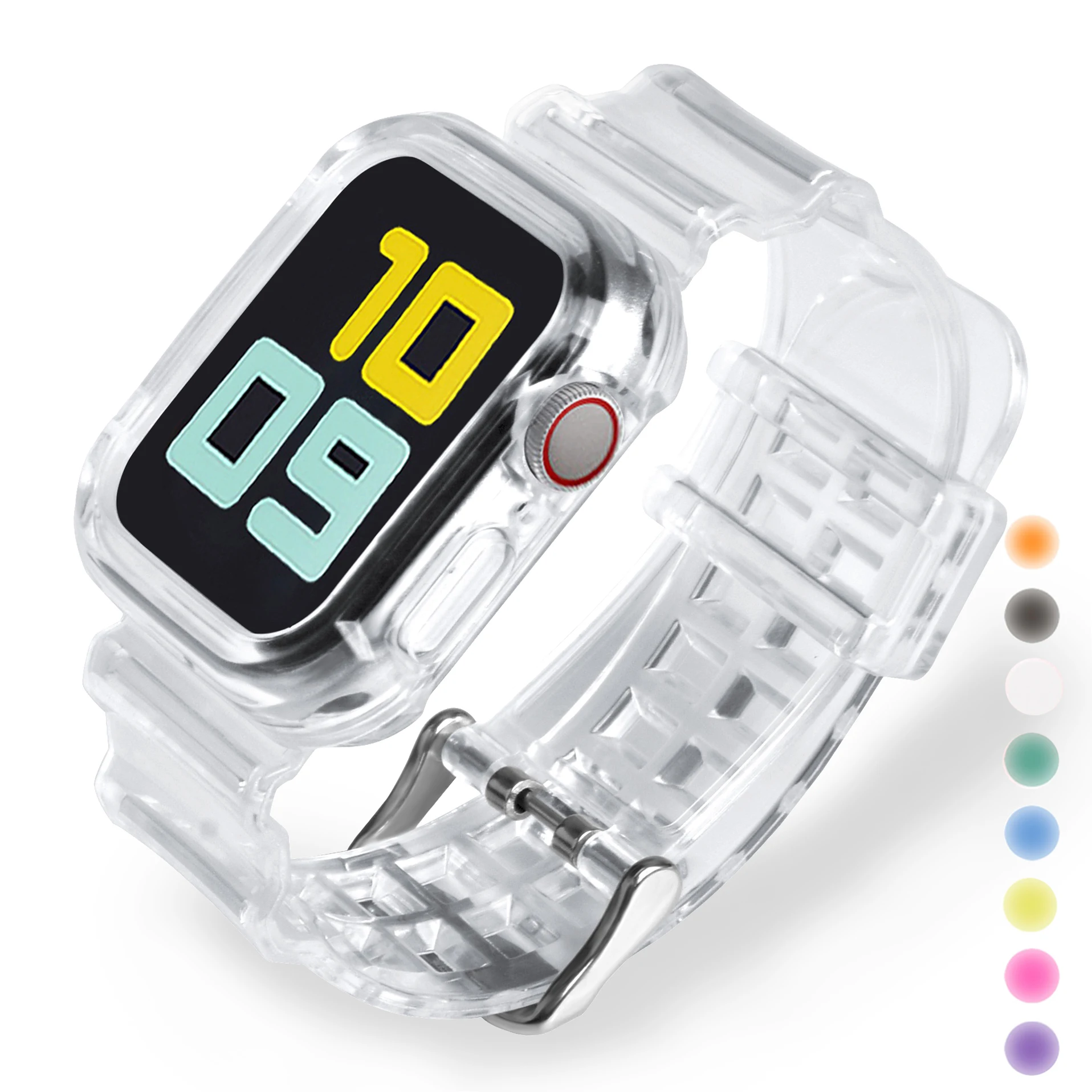 Correa deportiva transparente + funda para Apple Watch 8 7 6 SE 5 4 3 correa de silicona transparente para iwatch 40mm 44mm 42MM 41MM 45MM 49MM