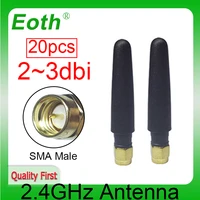 eoth 20pcs 2 4g antenna 23dbi sma male wlan wifi 2 4ghz antene pbx iot module router tp link signal receiver antena high gain