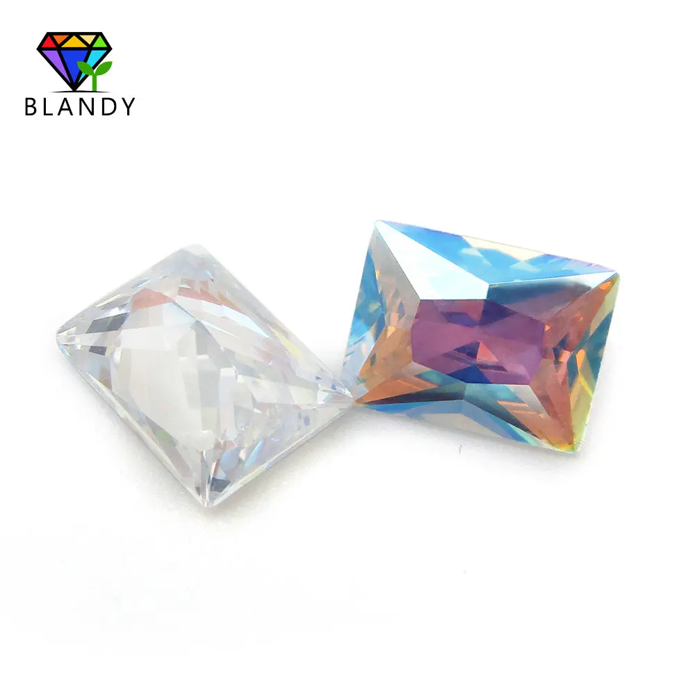 Plating AB Color Cubic Zirconia Stone 3x5~10x12mm Rectangle Shape Multicolor CZ Synthetic Gems For Jewelry | Украшения и