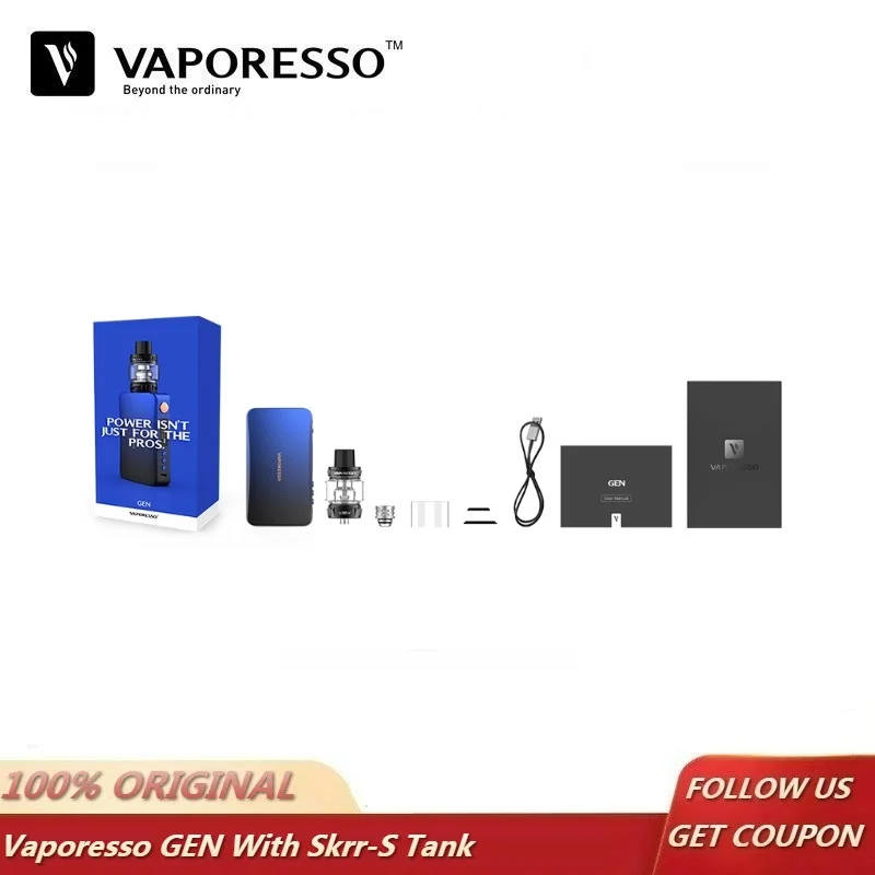 Оригинальный 220 Вт Vaporesso GEN TC набор с 8 мл SKRR S баком и QF катушка Box Mod Vape Kit