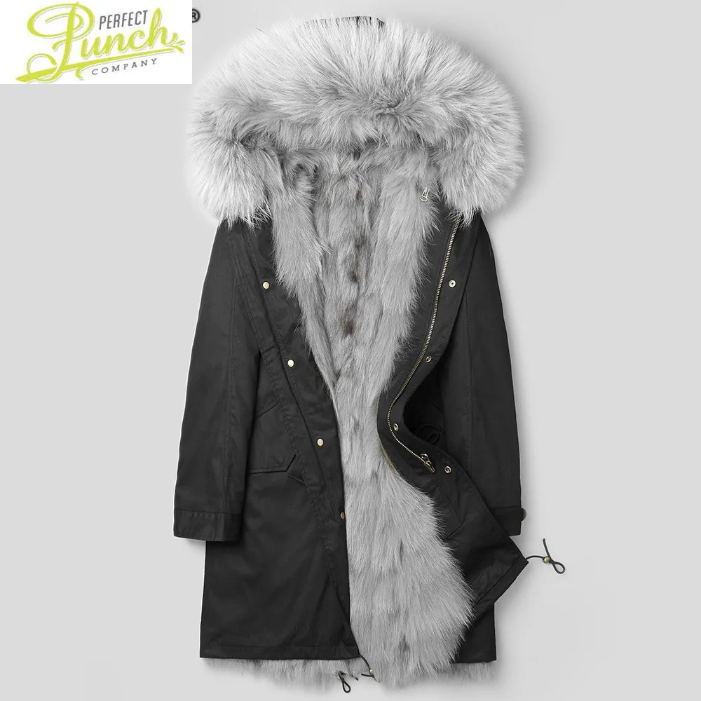 

Jacket Real Coat Winter Natural Fox and Mink Liner Parka Men Raccoon Fur Collar Luxury Warm Parkas Plus Size MY1870