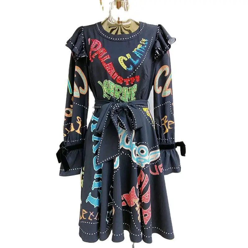 

Black Letter Floral Summer Girls Dresses Women Long Casual Sexy Office Work Robe Femme Bohemian Street Dress Plus Size