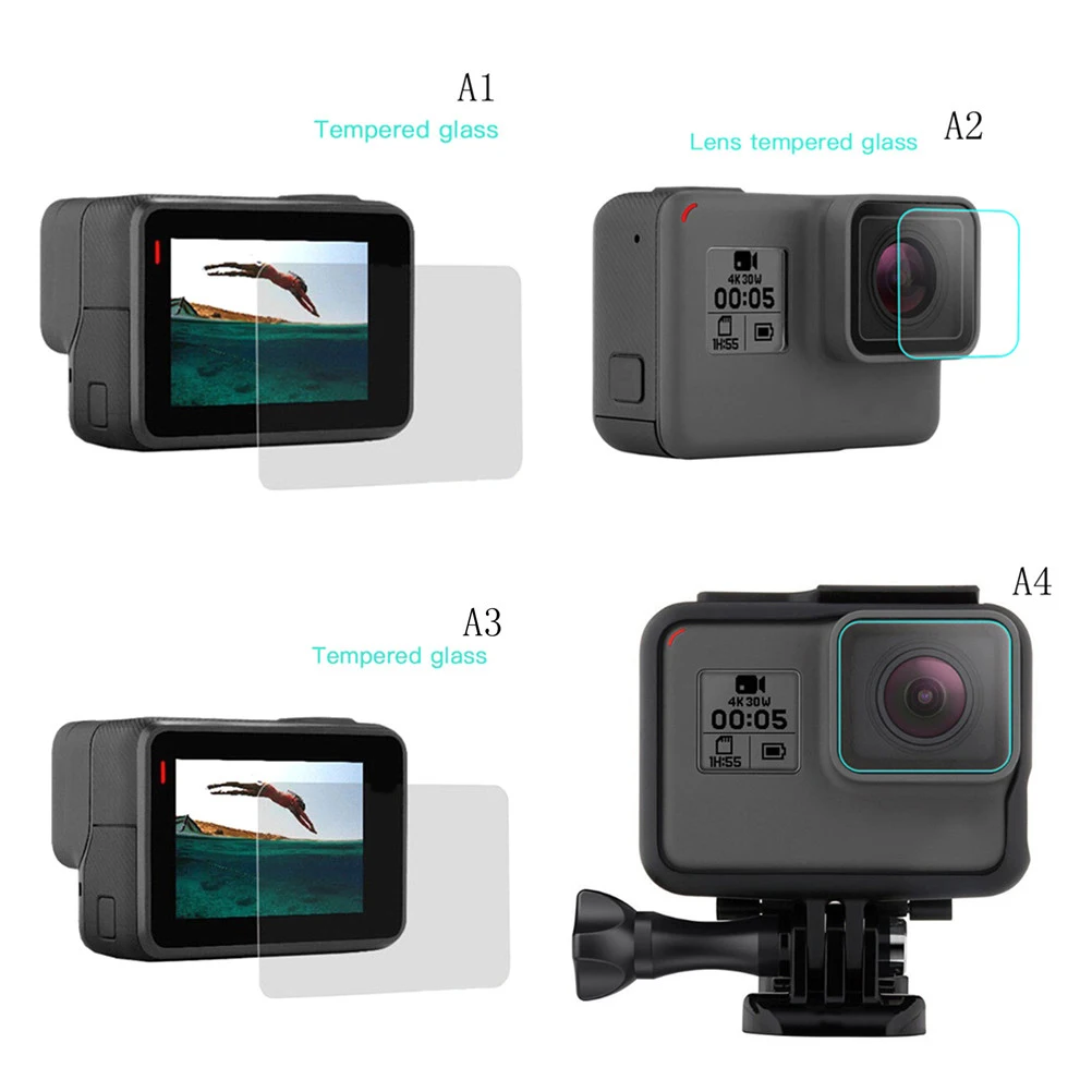 Защитный чехол из закаленного стекла для GoPro Go pro Hero5 Hero6 Hero 5 6 черный объектив