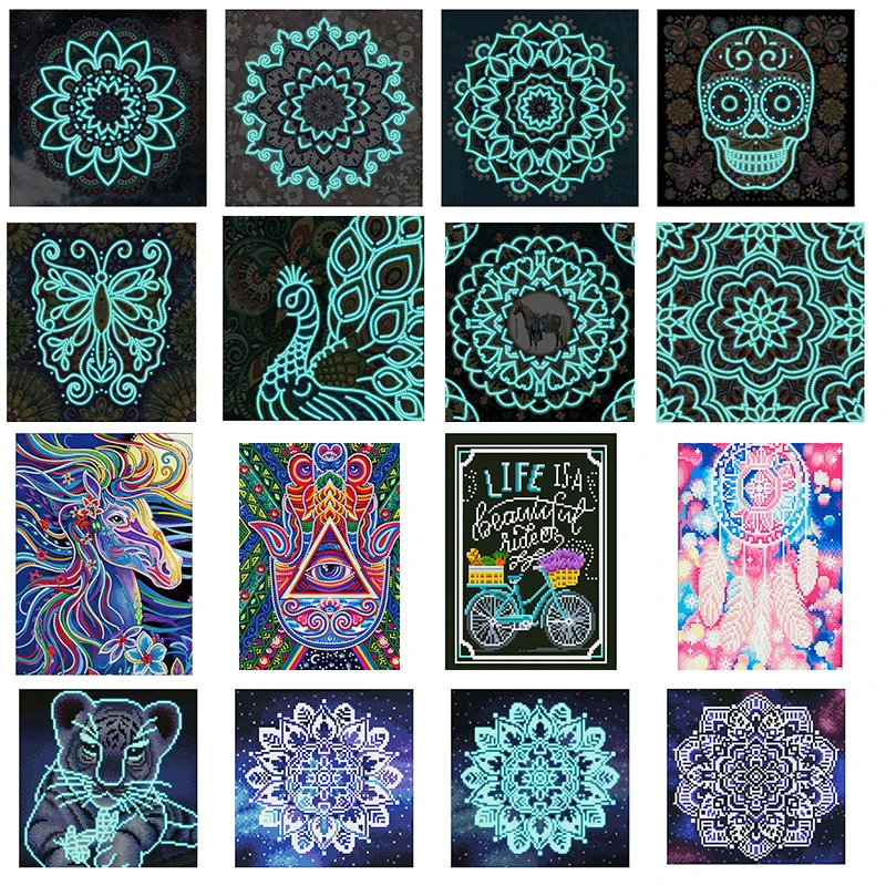 

New Mandala Luminous Diamond Painting Special Shaped Diamond Embroidery DIY Nights Cross Stitch Mandala Picture Rhinestone Decor