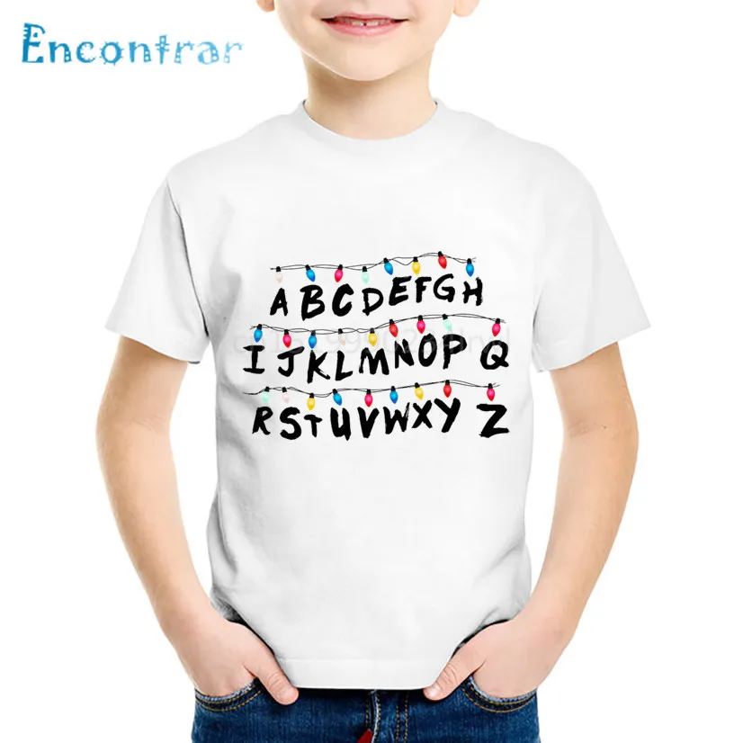 Детские модные футболки с принтом очень странные дела Детская летняя одежда