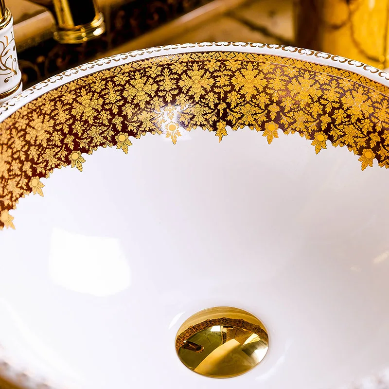 Европейский Винтажный стиль художественная фарфоровая Столешница Раковина