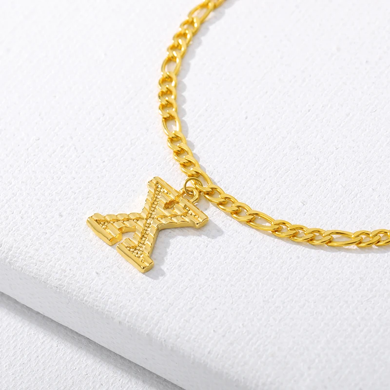 Изящный браслет на ногу с инициалами золотого цвета буквами алфавита цепочка для