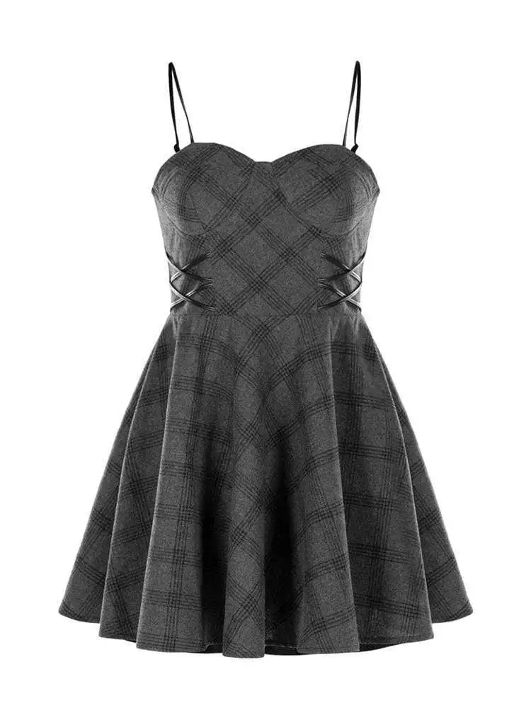 Панк рейв Женские клетчатые платья в клетку без застежки PQ-679LQ Азиатский размер