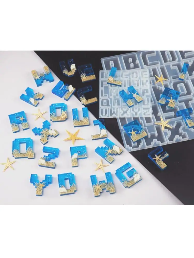 

Pixel Letters Epoxy Resin Casting Mold Alphabet Keychain Pendant Alphabet UV Resin Silicone Mold Jewelry Making Tools