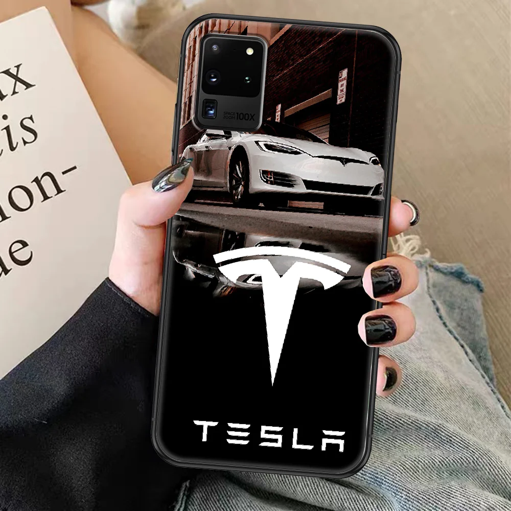 Tesla Inc. car logo rim Phone case For Samsung Galaxy Note 4 8 9 10 20 S8 S9 S10 S10E S20 Plus UITRA Ultra black 3D back art images - 6