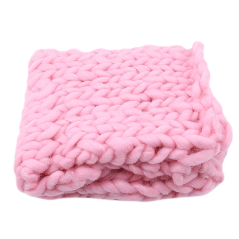 

New Arrivals knitted Wool Crochet Baby Blanket Newborn Photography Props Chunky Knit Blanket Basket Filler1