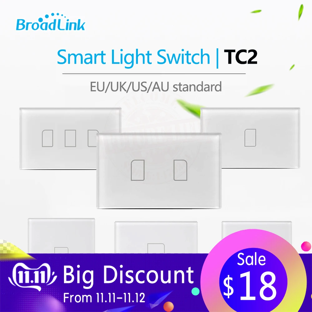Broadlink TC2 1 банда/2 банда/3 банды Великобритания/ЕС/США сенсорный RF433 переключатель умный дом автоматизация Беспроводной Wi-Fi пульт дистанционного управления настенный светильник