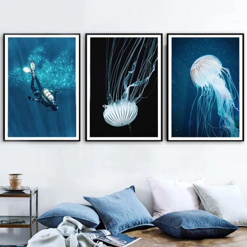 Морской пейзаж подводный мир дайвинг дельфин органический океан скандинавские