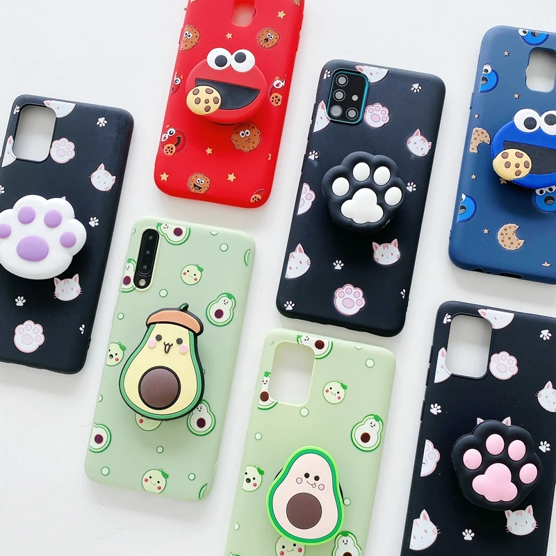 Cute Cartoon Phone Holder Case For Samsung Galaxy J8 J3 J5 J7 Pro 2017 J330 J530 J730 A51 A71 A32 A52 A72 A22 4G 5G Stand Cover