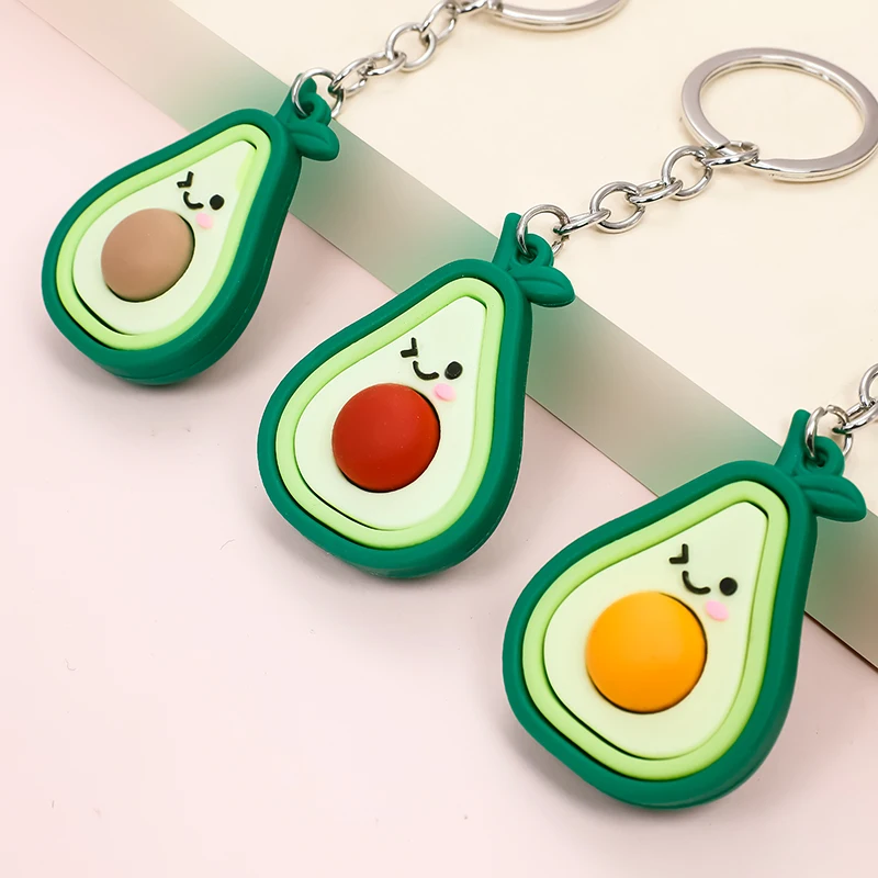 

Soft Glue Cute Expression Cartoon Avocado Small Gift Couple Fruit Key Chain Pendant Fashion Combination Keychain 1Pcs 3Pcs 4Pcs