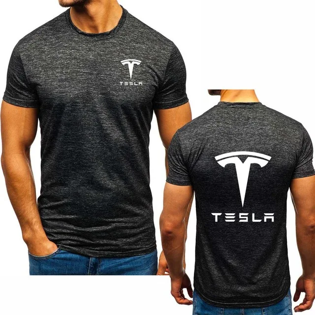 Летняя мужская футболка с принтом логотипа Tesla Car повседневная удобная Легкая