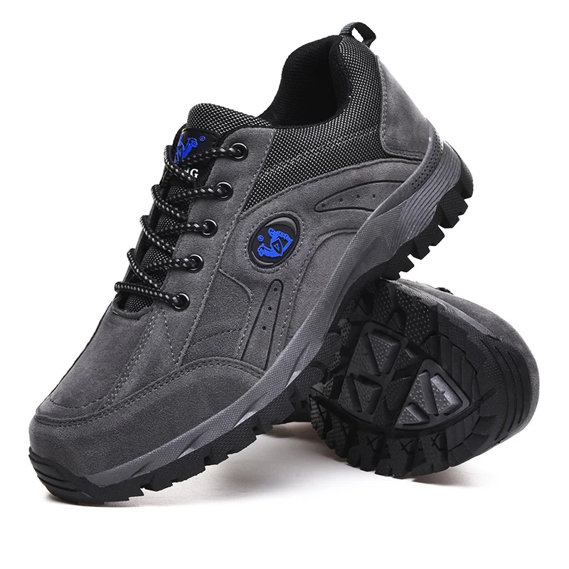Gray Men's Low Sneakers mens Outdoor Shoes Men Plus Size 49 Rubber Sole Waterproof work Safety Shoes Male Antiskid Shoe Drop Shipping - Color: Gray