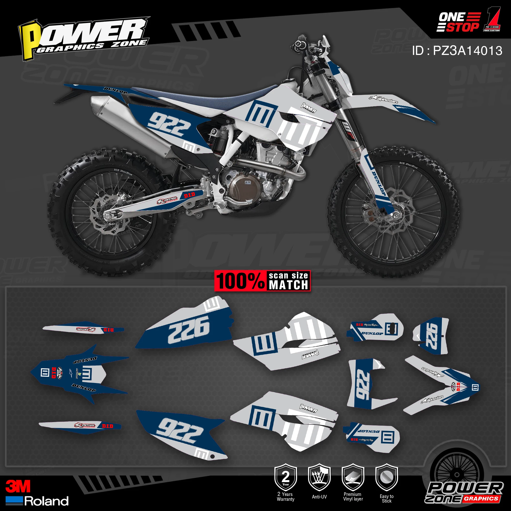 PowerZone Custom Team Graphics наклейки 3M Набор стикеров для Husqvarna наклейка 2014-15 TC FC 2015-16 FE TE 125 до