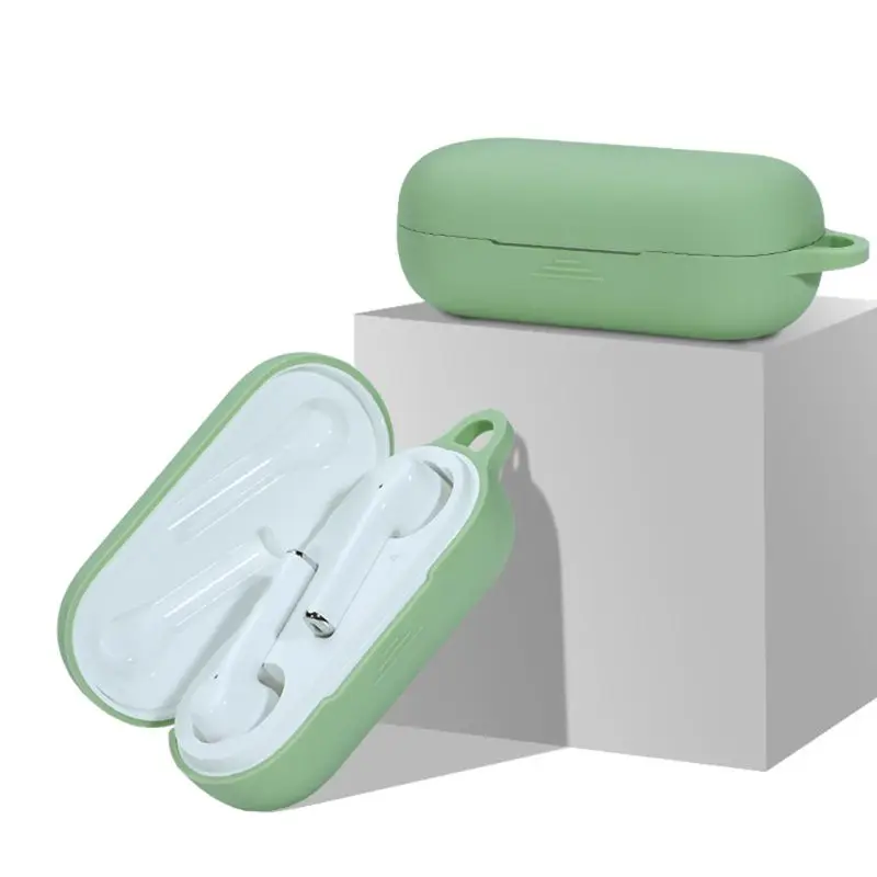 Силиконовый чехол для наушников huawei flypods 3i с металлическим крючком ударопрочный