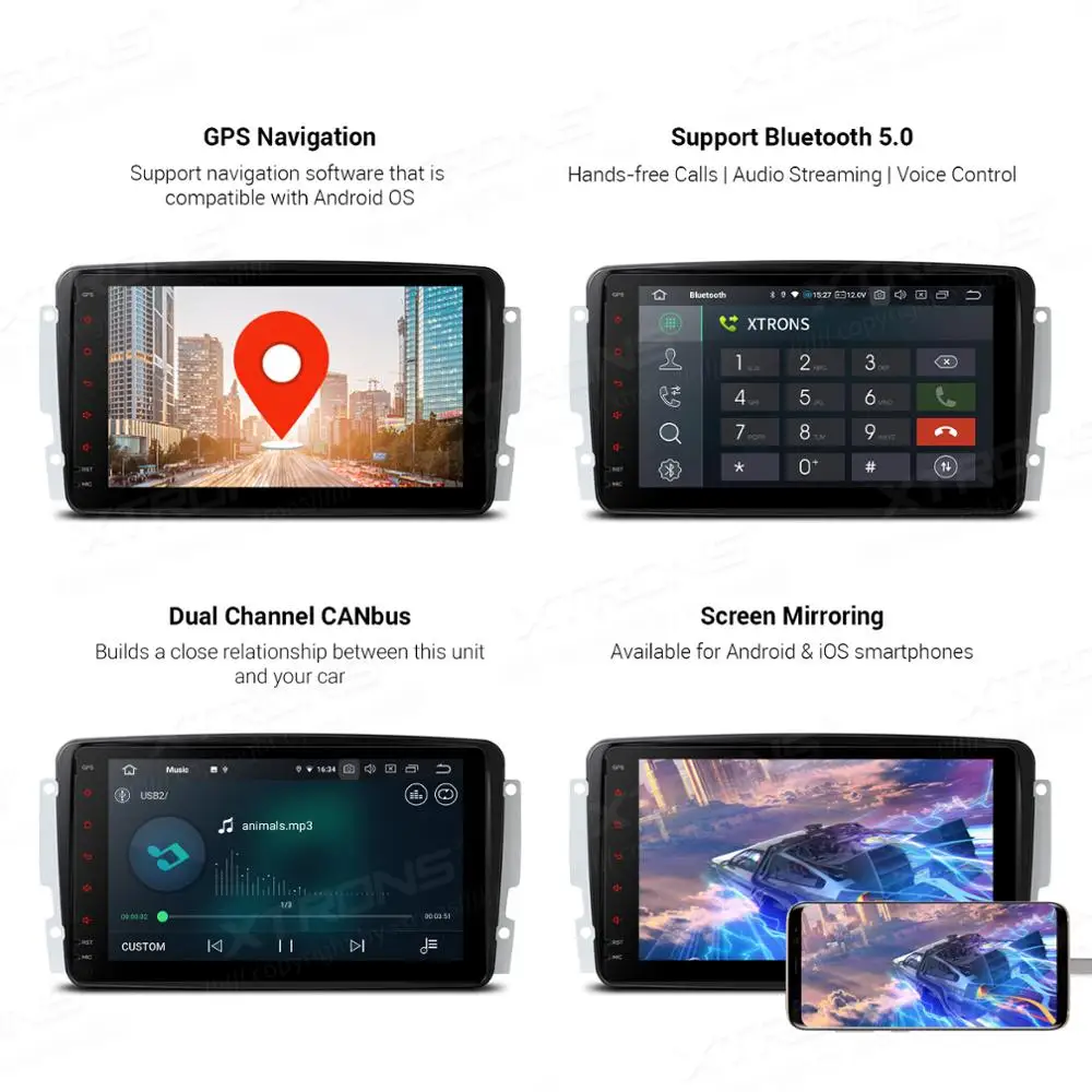 XTRONS Android 10 0 Qualcomm Bluetooth 5 автомобильный стерео плеер GPS для Mercedes Benz A-W168 W203 W209 C209 W463 Viano