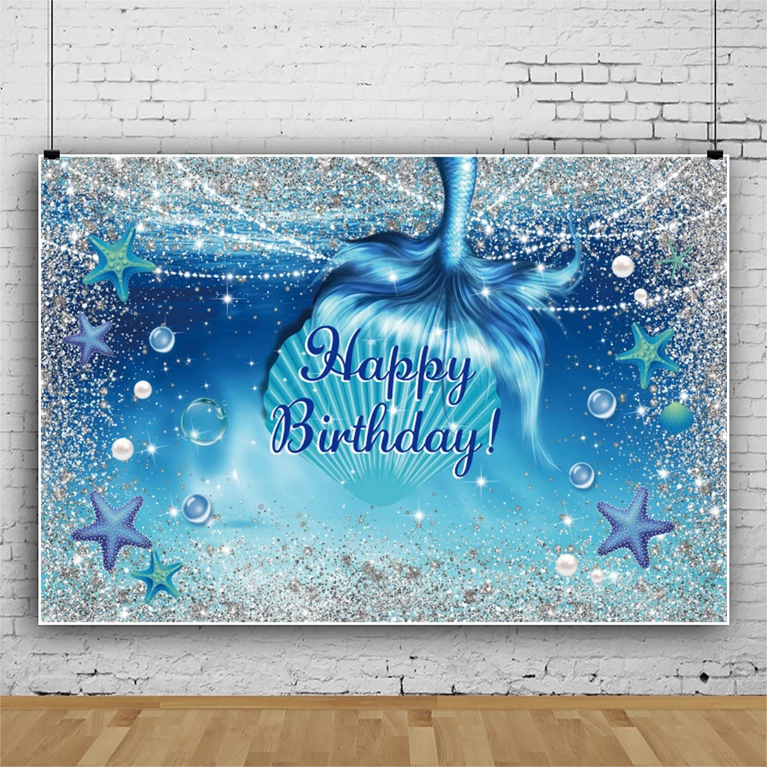 

Красивый фон для фотосъемки с изображением русалки рыбий хвост блестящие Подводные фотообои для девочек на день рождения