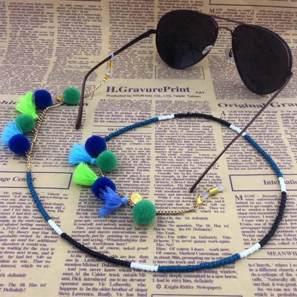 Новейшие разноцветные шарики 1 шт. кисточки для очков цепочка чтения держатель