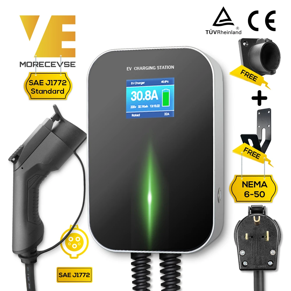 EV зарядная станция 32A Level2 зарядное устройство 220В-240В электромобиль NEMA 6-50 вилка 24