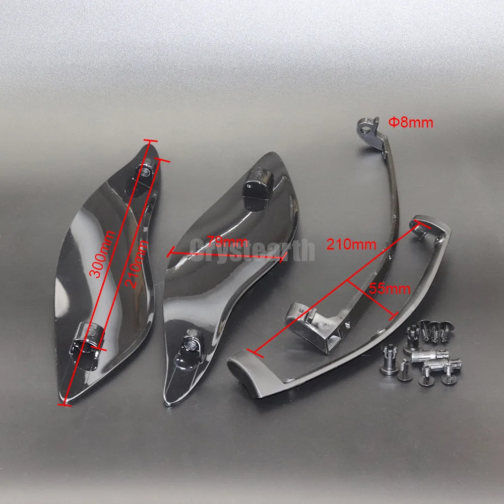 Chrome-Black Upper Fairing Side Wing Windshield Air Deflector For Harley Touring Electra Street Tri Glide FLHR FLHT FLHX 2014-17 |