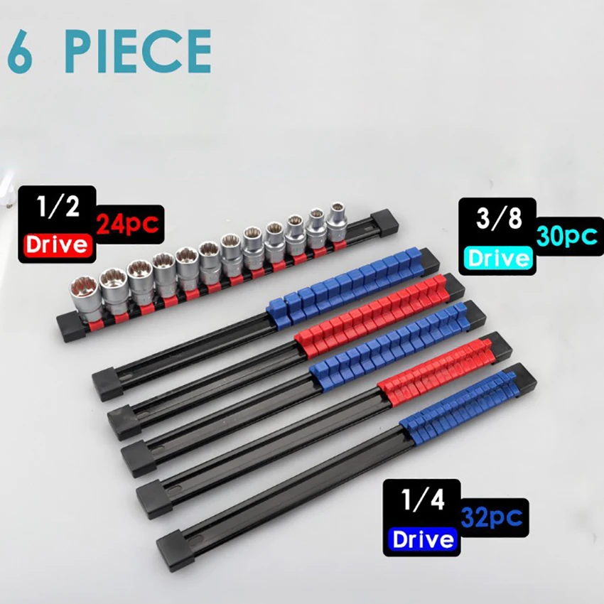 

6 шт./набор, пластиковые держатели для розеток, портативный органайзер для розеток, 1/4 дюйма, 3/8 дюйма, 1/2 дюйма, сверхмощный держатель для розеток