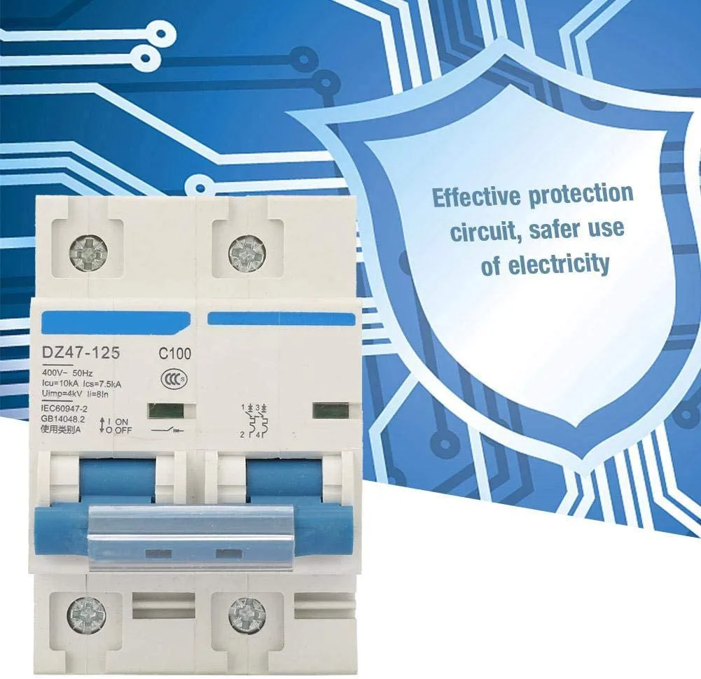 

Current Circuit Breaker DZ47-125 2P 400V 100A AC Rated Voltage 1500V And Below Air Type Overcurrent Trip