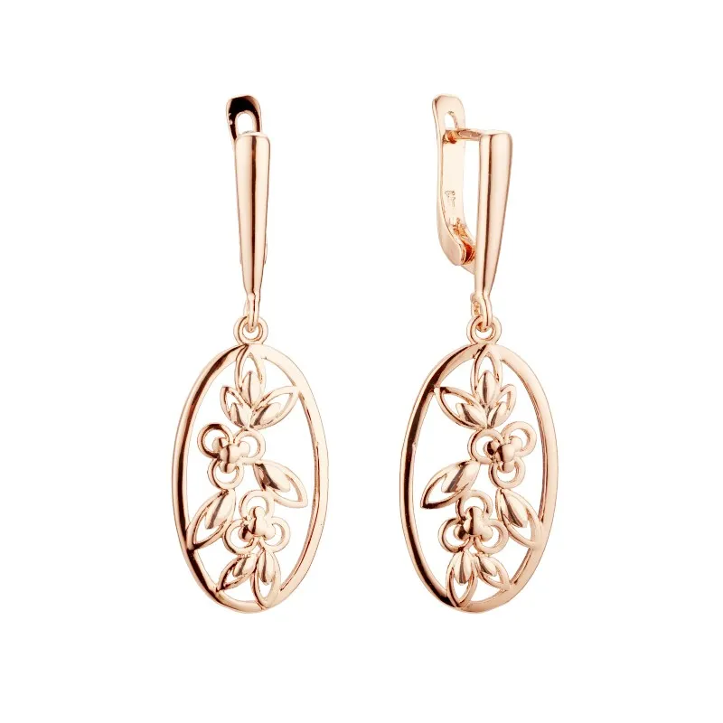 585 gold color Длинные серьги, новые модные серьги, 585, золото, серебро, ювелирное изделие, роскошная форма листа, Женские Висячие серьги, дизайн для женщин - Окраска металла: 585 gold color