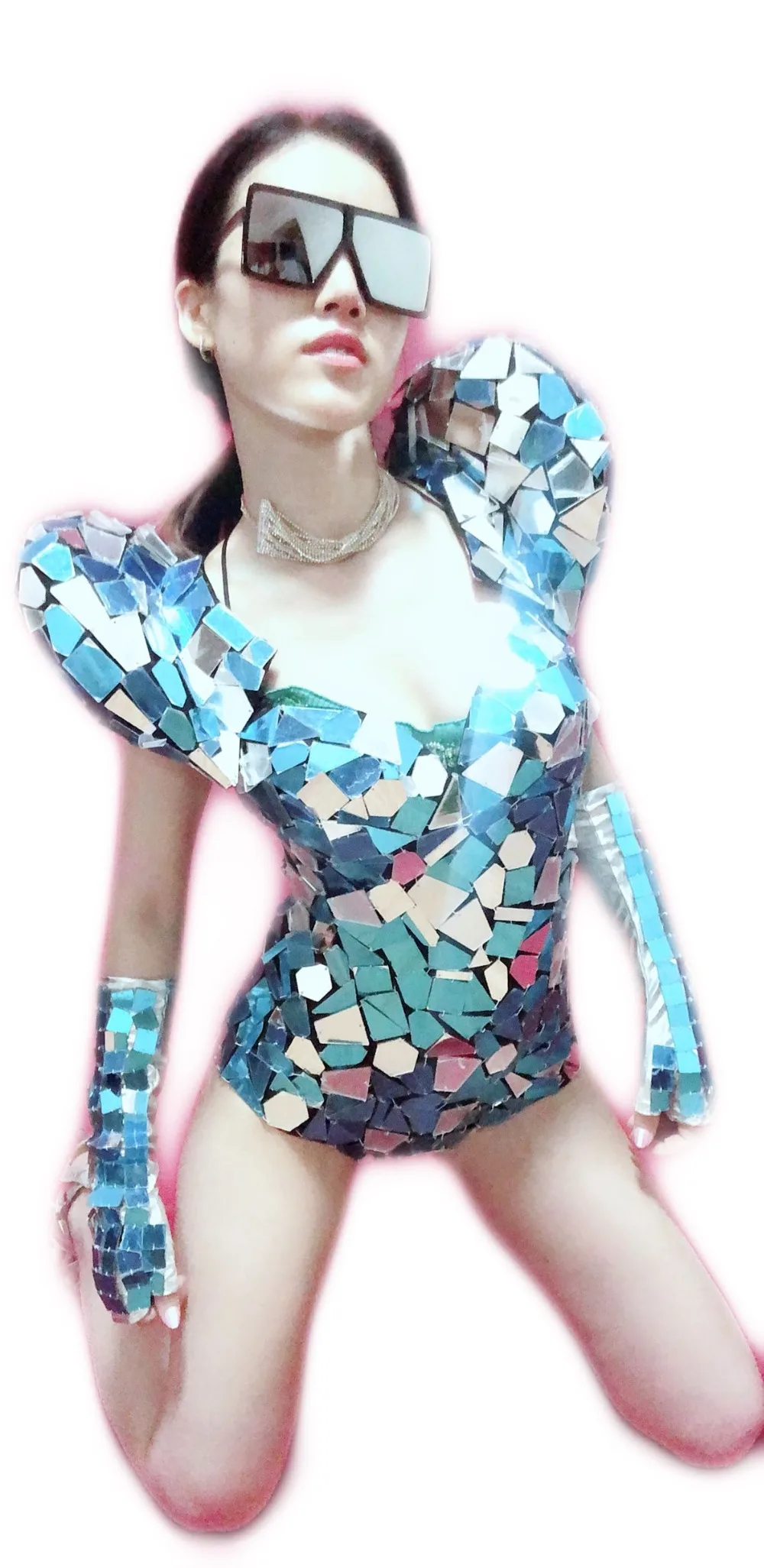 Roupa Feminina женское зеркальное платье костюм для танцев ГОГО сверкающий комбинезон рейверская праздничная одежда танцевальный сценический костюм VDB916