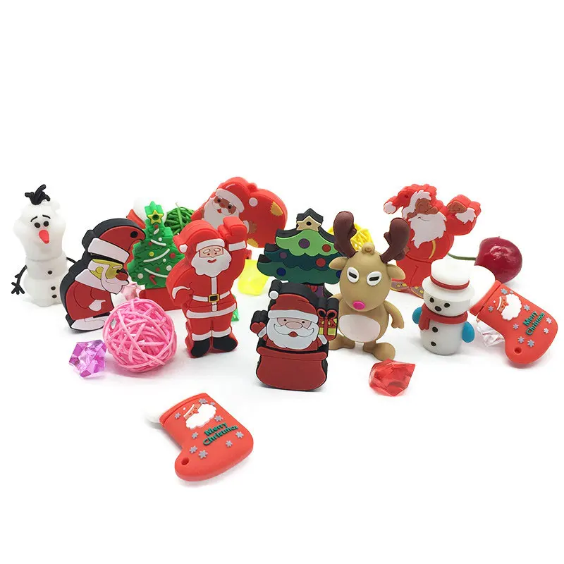 USB флеш-накопитель 128 ГБ мультяшный usb-кабель с Санта-Клаусом 2,0 4 ГБ 8 ГБ флеш-накопитель 16 ГБ 32 ГБ 64 ГБ Рождественская серия Флешка в подарок
