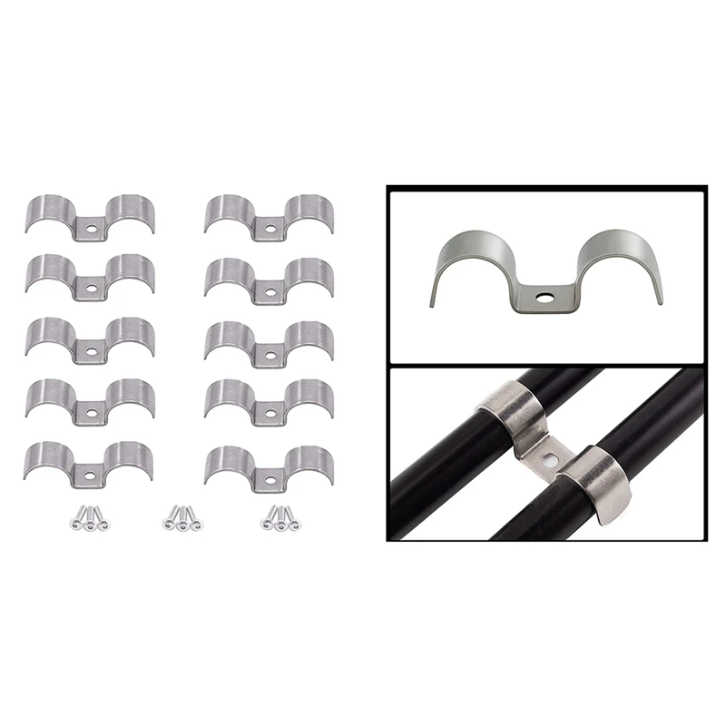 

Stainless Steel Double Line Clamps Kit With Hexagon Socket Screws M5X12 Silver Tone (10Set)