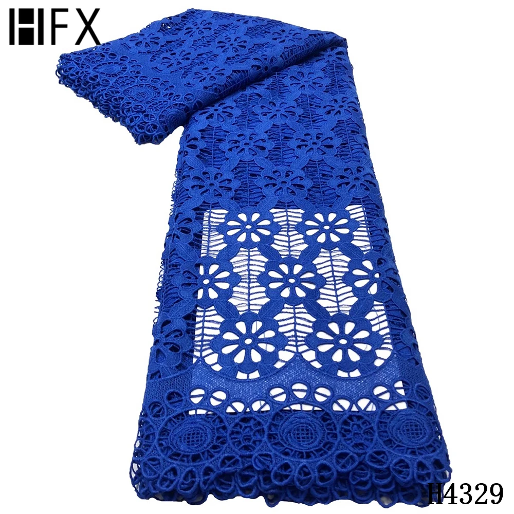 

HFX Nigerian Cord Lace Fabric 2020 High Quality African Guipure Lace Fabric Water Soluble Lace Fabric For Wedding Dress F4329
