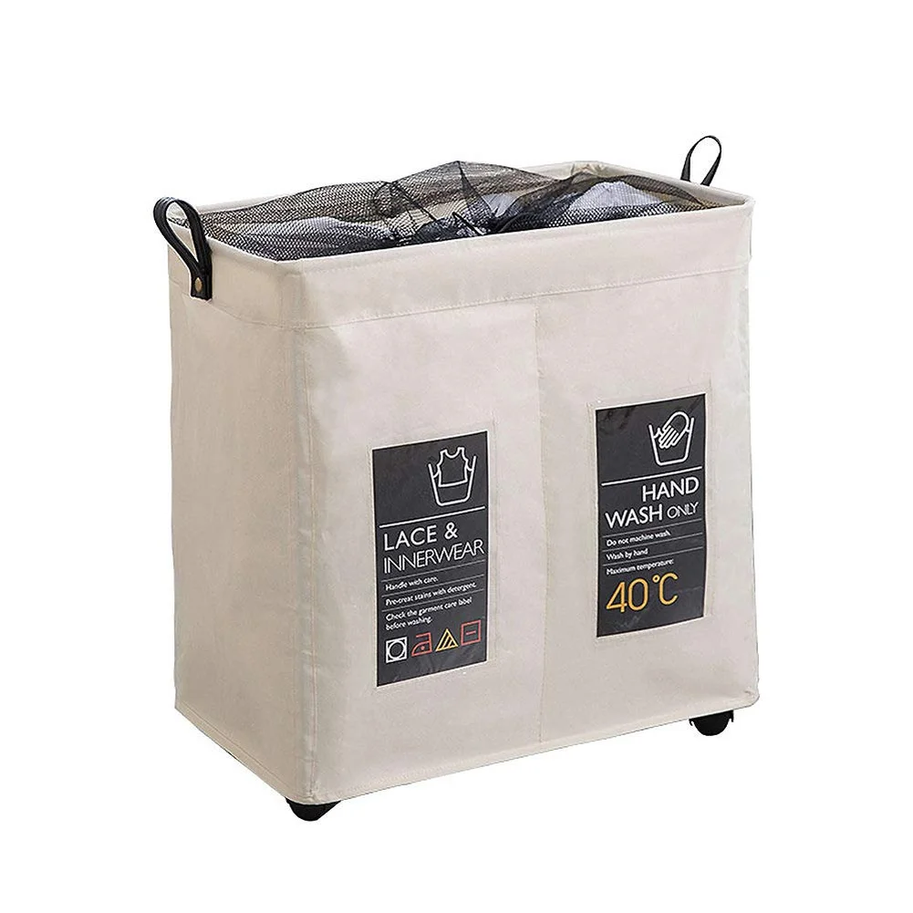 2 х секционная корзина для белья складная на колесах складной органайзер грязной