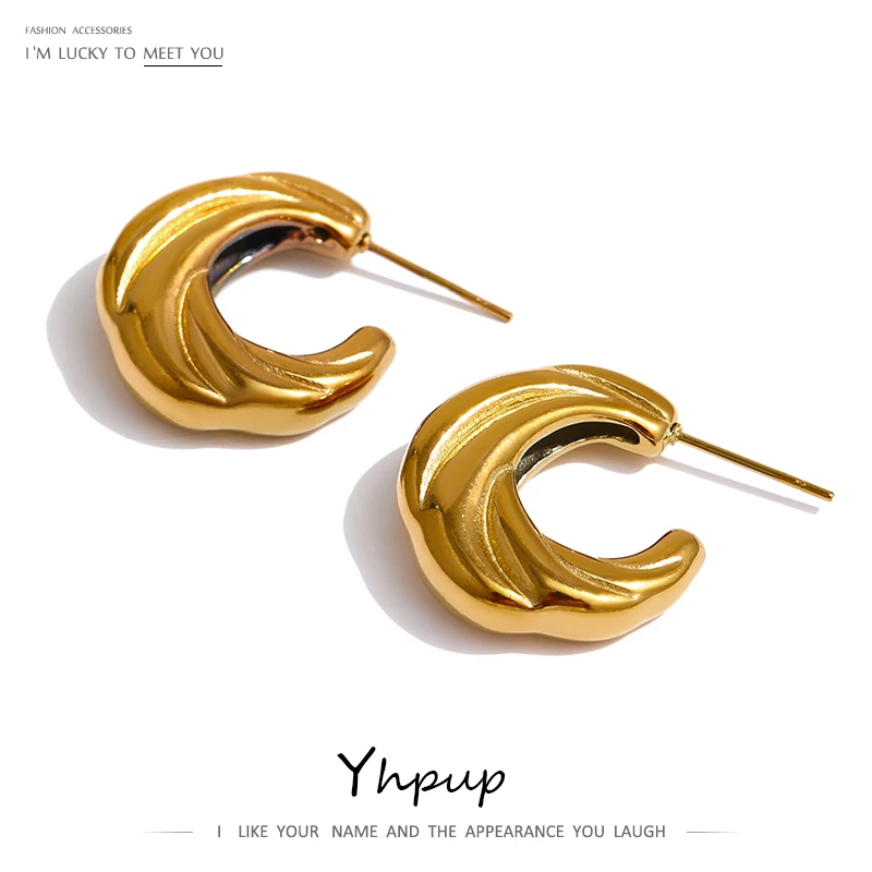 

Yhpup Stainless Steel Fashion Earrings Minimalist Golden Metalic Unusual Earrings Accessories joyería acero inoxidable mujer