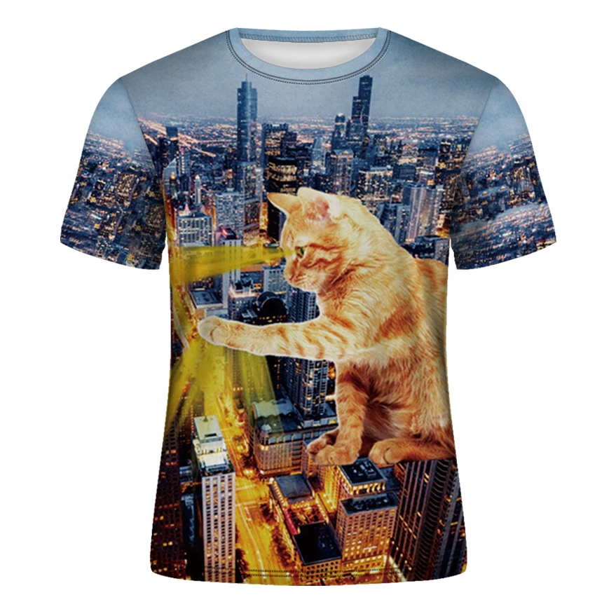 Новинка 2020 3D футболка с милым котенком кошкой едой тако пиццей Забавные топы