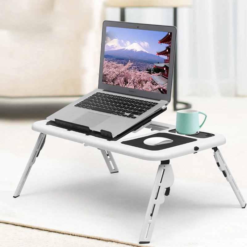 

Multi-Function Laptop Computer Table, Stand-Up Folding Computer Table, Laptop Tray Support on USB Cooling Bed