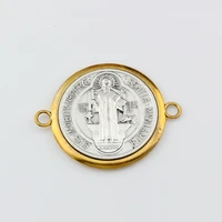 2pcs catholic st benedict cross alloy connector gold and silver necklace diy jewelry 65 5x51 5mm f 62