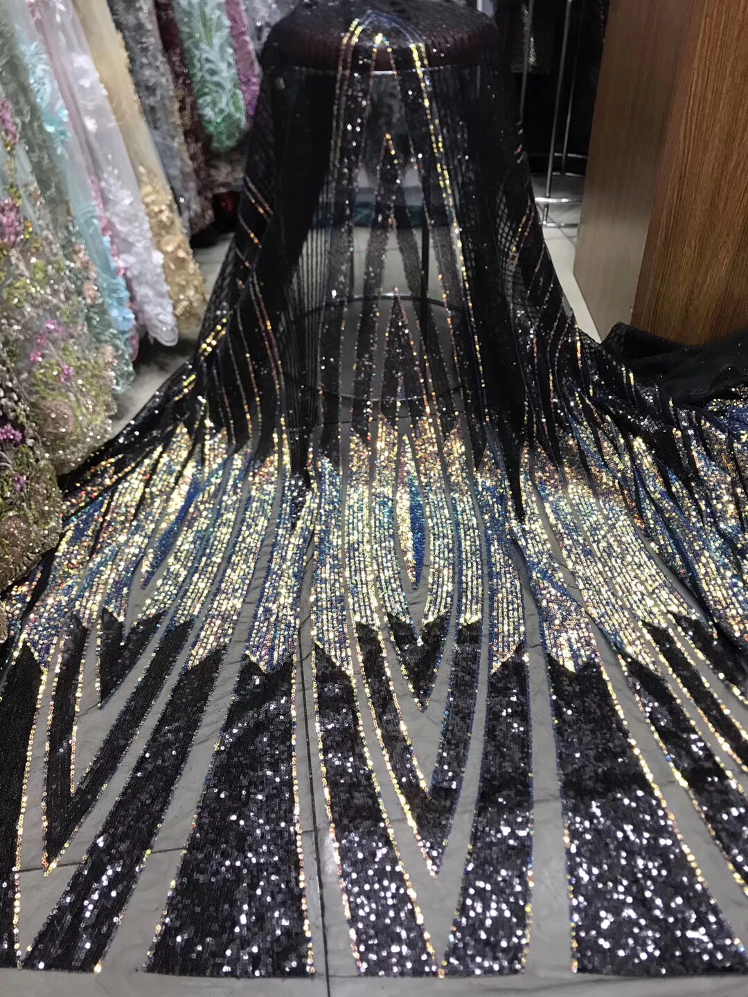 Африканский материал бисерная кружевная ткань для свадьбы фиолетовые