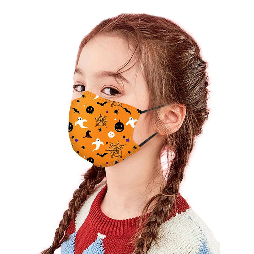 

Pm2.5 Dustproof Kids Face Mask 5pcs Fashion Halloween Print Ear-hook Mouth Mask Reusable And Washable Mask Mascarilla #E